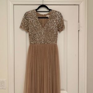Champagne Bridesmaid Dress Sequin Top